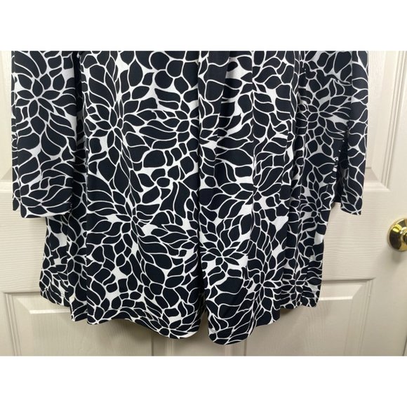 Merona Size 4 Blouse Women Plus Size 2X 3X See Measurements Black White Top - Picture 5 of 10
